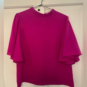 Fuchsia flutter sleeve top